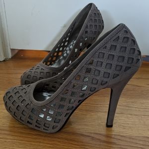 Gray Bamboo Platform Caged Heel